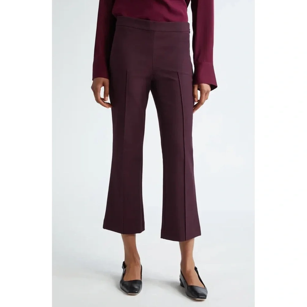 VINCE 
Pintuck Cropped Flare Leg Pants Plum